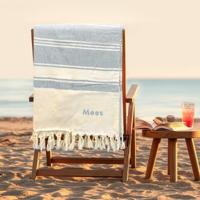 Geborduurde hamamdoek - Grijs - 210 x 203 cm - thumbnail