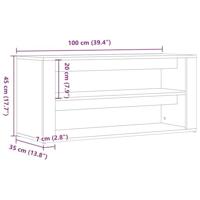 Schoenenbank 100x35x45 cm bewerkt hout oud houtkleurig - thumbnail