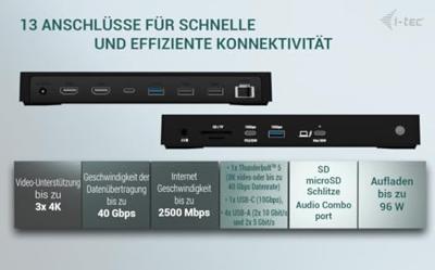 I-tec Thunderbolt4 Triple Display Docking Station + Power Delivery 96W I-tec Thunderbolt4 Triple Display Docking Station + Power Delivery 96W