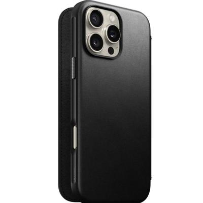 Nomad Modern Leren Folio iPhone 16 Pro Max Zwart