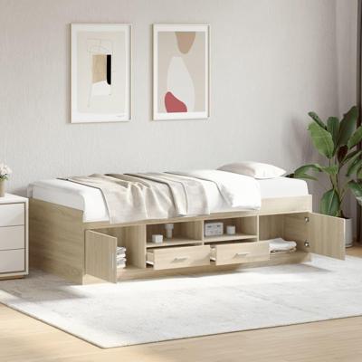 Slaapbank met lades zonder matras 75x190 cm sonoma eikenkleurig