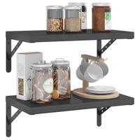 Wandschappen 2 st 50x30 cm roestvrijstaal zwart - thumbnail