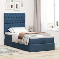 Ottoman bed met matras en LED's 80x200cm stof blauw - thumbnail