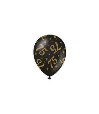 Classy Ballonnen 75 Jaar Zwart/Goud (6st)
