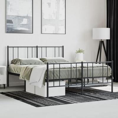 Bedframe met hoofd- en voeteneinde metaal zwart 140x190 cm Bedframe met hoofd- en voeteneinde metaal zwart 140x190 cm