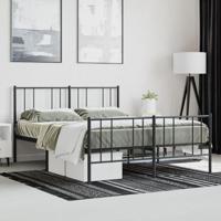 Bedframe met hoofd- en voeteneinde metaal zwart 140x190 cm - thumbnail