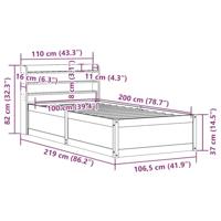 Bedframe met hoofdeinde 100x200 cm massief grenenhout wit - thumbnail