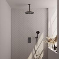 Regendoucheset Inbouw Brauer Gunmetal Carving Thermostatisch 30 cm met 3-Weg Omstelling, Plafondarm en 3-Standen Handdouche Geborsteld Gunmetal Brauer - thumbnail