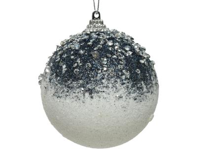 Kerstbal foam acryl d8 cm wit/blauw hangdeco Decoris - Decoris Kerstbal foam acryl d8 cm wit/blauw hangdeco Decoris - Decoris