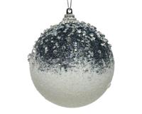 Kerstbal foam acryl d8 cm wit/blauw hangdeco Decoris - Decoris - thumbnail