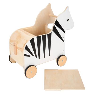 Small Foot - houten speelgoedbox en trekfiguur zebra wildlife