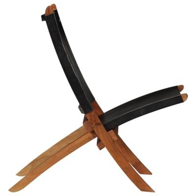 Relaxstoel inklapbaar echt leer zwart