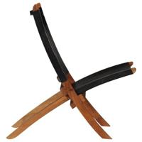 Relaxstoel inklapbaar echt leer zwart - thumbnail