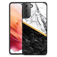 Samsung Galaxy S21 Marmeren Print Telefoonhoesje Marmer Wit Zwart - Origineel Cadeau Man - thumbnail