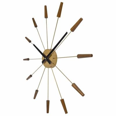 NeXtime NE-2610BR Grote Wandklok - 58cm - Stille Klok -Walnoot Hout - "Plug-Inn"
