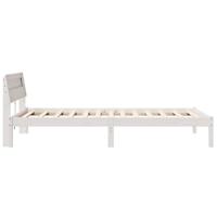 Bedframe met LED -striplichten met hoofdeinde Wit 75 x 190 cm Grenenhout - thumbnail