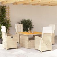 5-delige Tuinset met kussens poly rattan beige - thumbnail