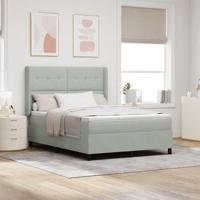 Boxspring bed met hoofdeinde Lichtgrijs 160 x 200 cm Fluweel - thumbnail
