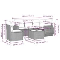 6-delige Loungeset met kussens poly rattan zwart - thumbnail