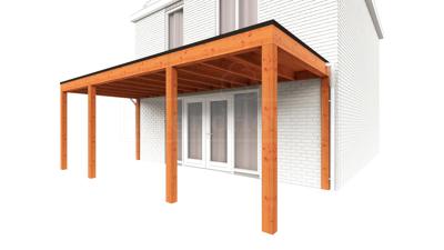 Trendhout Aanbouwveranda Modena 660x300 cm- Plat dak- Hout- Trendhout