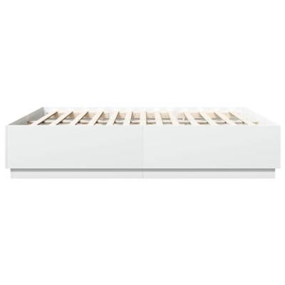 Bedframe massief hout wit 200x200 cm