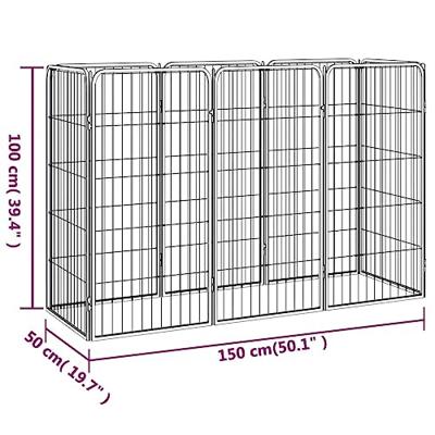 Hondenkennel 8 panelen 50x100 cm gepoedercoat staal zwart