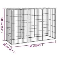 Hondenkennel 8 panelen 50x100 cm gepoedercoat staal zwart - thumbnail