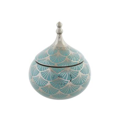 Doos-Juwelenkistje DKD Home Decor Porselein Turkoois 14 x 14 x 17 cm