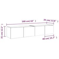 Tv-wandmeubels met LED-verlichting 2 st 80x35x31 cm betongrijs - thumbnail