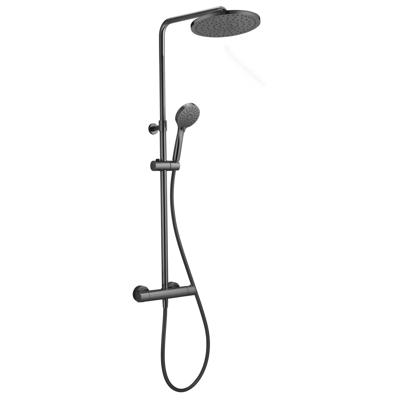 Salenzi Opbouw Regendouche Giro Thermostatisch 30 cm en 3 standen Handdouche Gegalvaniseerd Zwart Chroom
