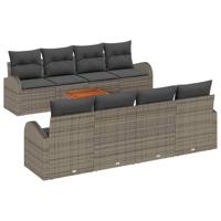 Tuinbankenset met kussen 9 pcs Grijs poly rattan - thumbnail