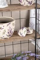 Clayre & Eef Decoratie 8x8x4 cm Paars Groen Keramiek Lavendel - thumbnail