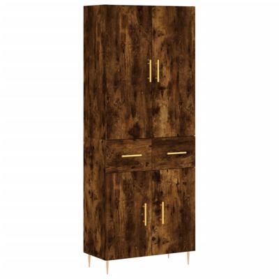 Hoge kast 69,5x34x180 cm bewerkt hout gerookt eikenkleurig