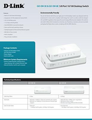 Schakelaar D-Link GO-SW-8E/E 8 p 10 / 100 Mbps - thumbnail