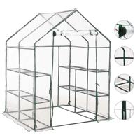 VidaXL Tuinkas met 8 schappen 143x143x195 cm - thumbnail