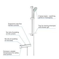 GROHE Grohtherm 2000 Doucheset - thermostatische douchekraan - met glijstangset - 60cm - ronde handdouche - 3 straalsoorten - gladde doucheslang - met zeepschaal - chroom 34195001 - thumbnail