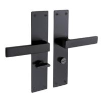 Mooi Deurbeslag Deurklink Nova zwart met schild en WC-slot - thumbnail