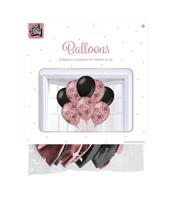 Ballonnen 80 Jaar Roze/Zwart (8st) - thumbnail