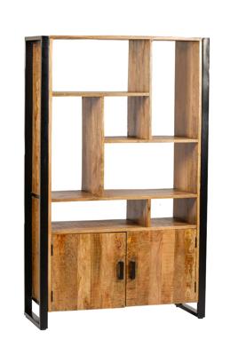 Livingfurn Wandkast 'Nairobi' Mangohout en staal, 180 x 110cm