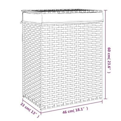 Wasmand met deksel 46x33x60 cm poly rattan zwart