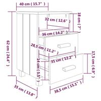 Nachtkastjes HAMAR 2 st 40x35x62 cm massief grenenhout wit - thumbnail