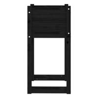 Plantenbak 40x40x81 cm massief grenenhout zwart - thumbnail