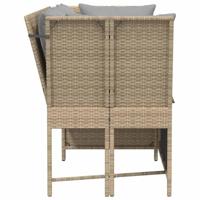Tuinbank met kussens poly rattan beige - thumbnail