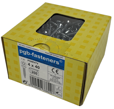 pgb-fasteners Universele spaanplaatschroef VK-T Voldraad verzonken kop Ø4,0x40 Zn TX20 | 200 st | PGWVTV001004000403 pgb-fasteners Universele spaanplaatschroef VK-T Voldraad verzonken kop Ø4,0x40 Zn TX20 | 200 st | PGWVTV001004000403