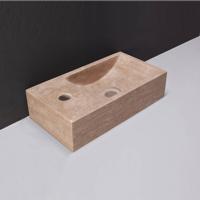 Fontein Forzalaqua Venentia Travertin Gezoet Met Kraangat Links 40x22x10 cm - thumbnail