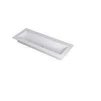 Wastafel INK Kraft Polystone 2 Kraangaten 120 cm Mat Wit - thumbnail