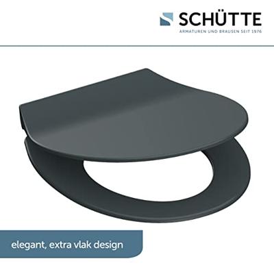 Toiletzitting Schutte Slim Anthrazit Duroplast Ultra Dun Met Soft Close En Quick Release Antraciet Schütte - thumbnail