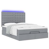 Ottoman bed met matras en LED's 140x200cm stof lichtgrijs - thumbnail