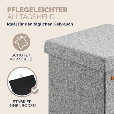 Opvouwbare poef met opslag licht grijs Opvouwbare poef met opslag licht grijs
