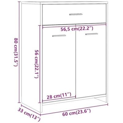 Badkamerkast 60x33x80 cm bewerkt hout artisanaal eikenkleurig